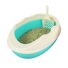 와이드형 배변통 사막화방지 고양이 모래 화장실, 스카이 블루(P657)
