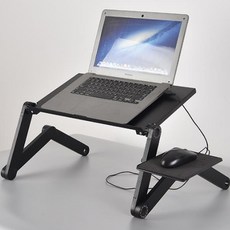 w에이블 3 접이식 다리 높이조절 노트북 테이블 거치대 02 + 마우스보드, 블랙(마우스보드)