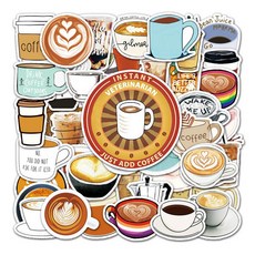 슬로우데코 다꾸 커피 디자인 방수 스티커 50종 세트, 혼합색상, 1세트