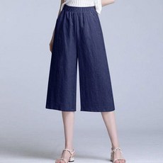 풍깍쟁이 여성용 캐주얼 포켓 밴딩 린넨 바지