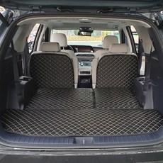 아이빌 입체퀼팅 4D 가죽 트렁크매트 + 2열 등받이 풀세트, 현대 팰리세이드 7인승, 블랙 + 골드스티치, 현대