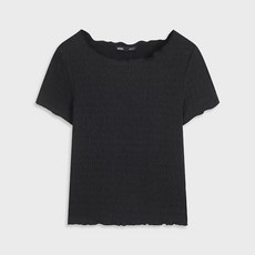 미쏘 여성용 날라리넥 소재변형 반팔 티셔츠