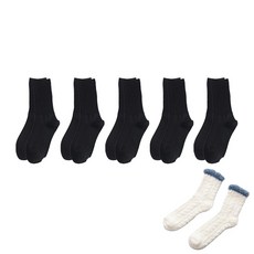 해시그라운드 여성용 무지 네추럴윙클 중목양말 5족 + 수면양말 세트