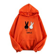 스마일 레빗 오버핏 기모 후드티 임산부 상의