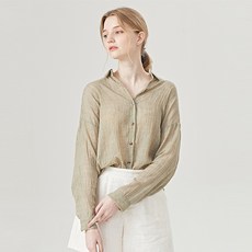 탱커스 여성용 데일리 심플 린넨 카라 루즈핏 셔츠 TU3BL006L0
