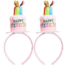 아리코 BIRTHDAY 케이크 장식 머리띠, 3촛불 핑크, 2개