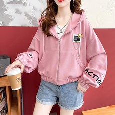 메이첼 스마일패치 밑단 시보리 슬림핏 긴팔 후드 티셔츠 01253
