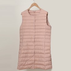 솔레일 여성용 따뜻한 오리털 롱 경량 패딩 베스트