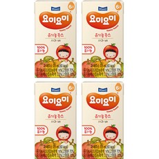 요미요미 유기농 주스 사과 배, 125ml, 4개