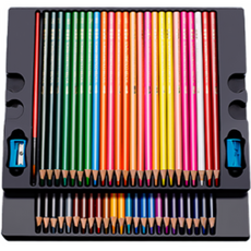 HB문화사 48색 색연필 수채화 수성 + 연필깍이 + 전용 브러쉬 증정 틴케이스 1셋트