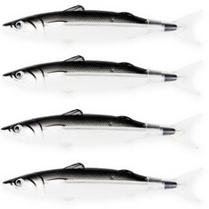 인디케이 싱싱한 물고기 볼펜, 4개, 블랙