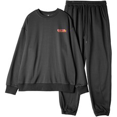  씨밀레 남성용 엔터 프린팅 오버핏 맨투맨 + 조거 팬츠 세트 