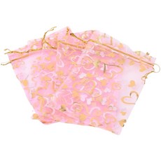 마켓감성 브론징 하트 메쉬 포장백 7 x 9 cm, 100개, 핑크