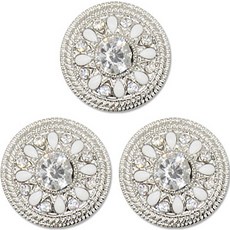 고급 큐빅 진주 보석 단추 다트 23mm, 실버, 3개