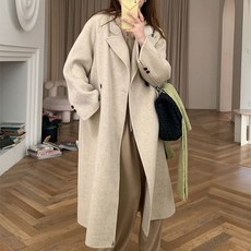 페이퍼먼츠 여성용 리스본 양면 울 모직 겨울 롱 코트 03446