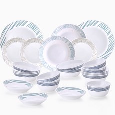 파이렉스밀크글라스 10인 그릇 세트, 지오메트리카, 밥공기 10p + 국그릇 10p + 앞접시 10p + 소접시 3p + 중접시 2p + 대접시 2p + 수저받침 6p, 1개