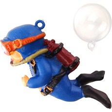 모비딕 관상어 해양잠수부 플로팅 피규어 장식 소품 블루, 1개