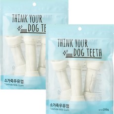강아지 Think your dog teeth 소가죽우유껌 대형 210g 3p, 소가죽, 2개