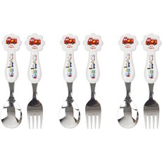 유아용 부릉부릉 수저, 혼합색상, 3세트, 스푼 + 포크