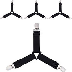 침대 시트 밀림방지 멜빵 고정 집게핀 4p, 블랙, 4개