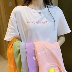 피어니스트 여성용 레터링 프린트 캐주얼 반팔티