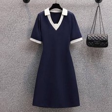 빅사이즈원피스
 여성용 캐치 빅사이즈 배색카라 원피스