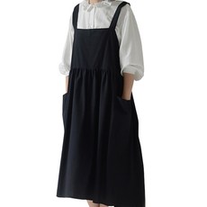 MA 사이드포켓 심플 코튼 앞치마, 블랙, 1개