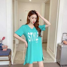 올룸 브이넥 프린팅 뒷트임 숏 원피스