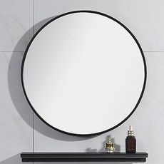 인뮤즈 인테리어 화장대 욕실 원형거울 600mm, 블랙