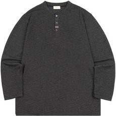 파이브엑스라지 남성용 빅사이즈 타이틀 테잎 헨리넥 긴팔 티셔츠