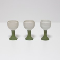달소금 예쁜 도자기 무광 투톤 손잡이 소주잔 세트 바다그린, 1세트, 술잔 3p