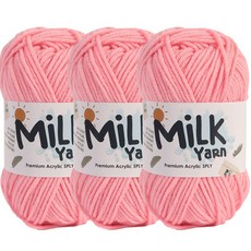 니뜨 밀크얀실 뜨개실 50g x 3p + 코튼라벨 세트, 85핑크, 1세트