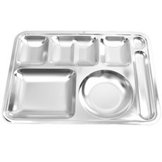 Willive 304不鏽鋼餐具5菜飯盤, 銀