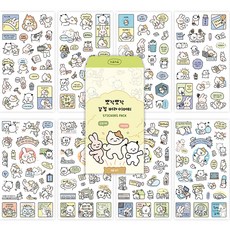 대시앤도트 뽀작뽀작 감정 버라이어티 스티커 8종 + 봉투 세트, 혼합색상, 1세트