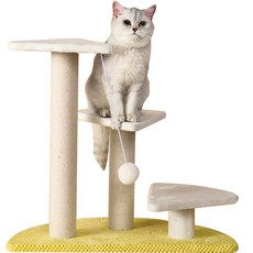 curiouspet 貓咪3層跳台抓板貓球玩具, 1個, 黃色