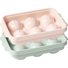 나누담 하이볼 아이스볼 얼음트레이 6cm 왕 얼음틀 6구 2개, 핑크, 민트