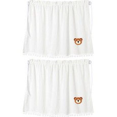 지앤와이 차량용 흡착 하얀 폼폼 햇빛가리개, 곰1, 2개