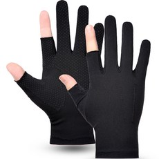 Tingall 戶外野營登山多用途防滑手套雙手套組, Finger Black, 1組