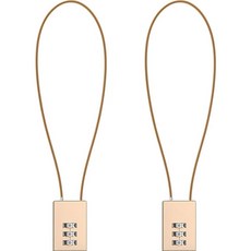 트래블큐브 스퀘어 스테인레스 코팅 롱케이블 3다이얼 자물쇠 골드 50cm, 2개