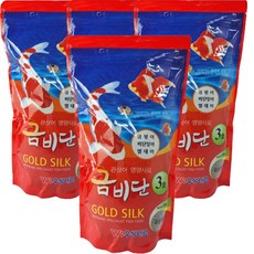 금비단 관상어 부상성 영양사료 큰입자 골드실크 3호, 500g, 4개