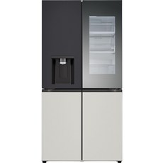 LG전자 오브제 4도어 메탈 양문형 디오스 노크온 얼음정수기 냉장고 방문설치, 오브제컬렉션 블랙 + 그레이, W824MBG472S