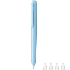 제이로드 애플펜슬 1세대 똑딱이 케이스 + 실리콘 펜팁캡 4p 세트, 블루, 1세트
