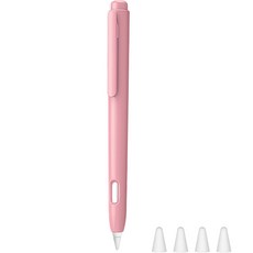 제이로드 애플펜슬 2세대 똑딱이 케이스 + 실리콘 펜팁캡 4p 세트, 핑크, 1세트