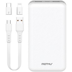 모디스 슬림 듀얼 보조배터리 10000mAh 5핀 케이블 + 8핀 + C타입 젠더, SPE-2PCPPB100A, 화이트