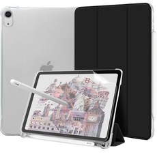제이로드 클리어 펜슬 수납 태블릿 케이스 + 종이질감필름 세트, 블랙