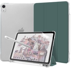 제이로드 클리어 펜슬 수납 태블릿 케이스 + 종이질감필름 세트, 다크그린