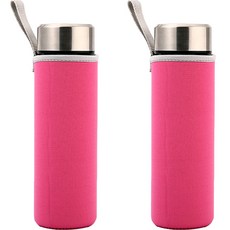 뷰레이티닷컴 베이크 무지 물병가방 360ml, 2개, 핑크