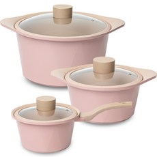 드림셰프 오슬로 피그 인덕션 냄비 3종 세트, 혼합색상, 18cm 편수냄비 + 20cm 양수냄비 + 28cm 곰솥냄비, 1세트