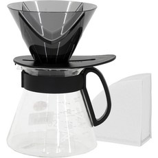 하리오 V60 뮤겐 핸드드립 세트 600ml 3~4인, 커피서버 XVD-02B + 드리퍼 VDMU-TB + 여과지02-100W, 1세트