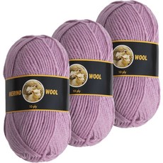 yarna 메리노 울 10ply 뜨개실 100g, 312 라이트퍼플, 3개